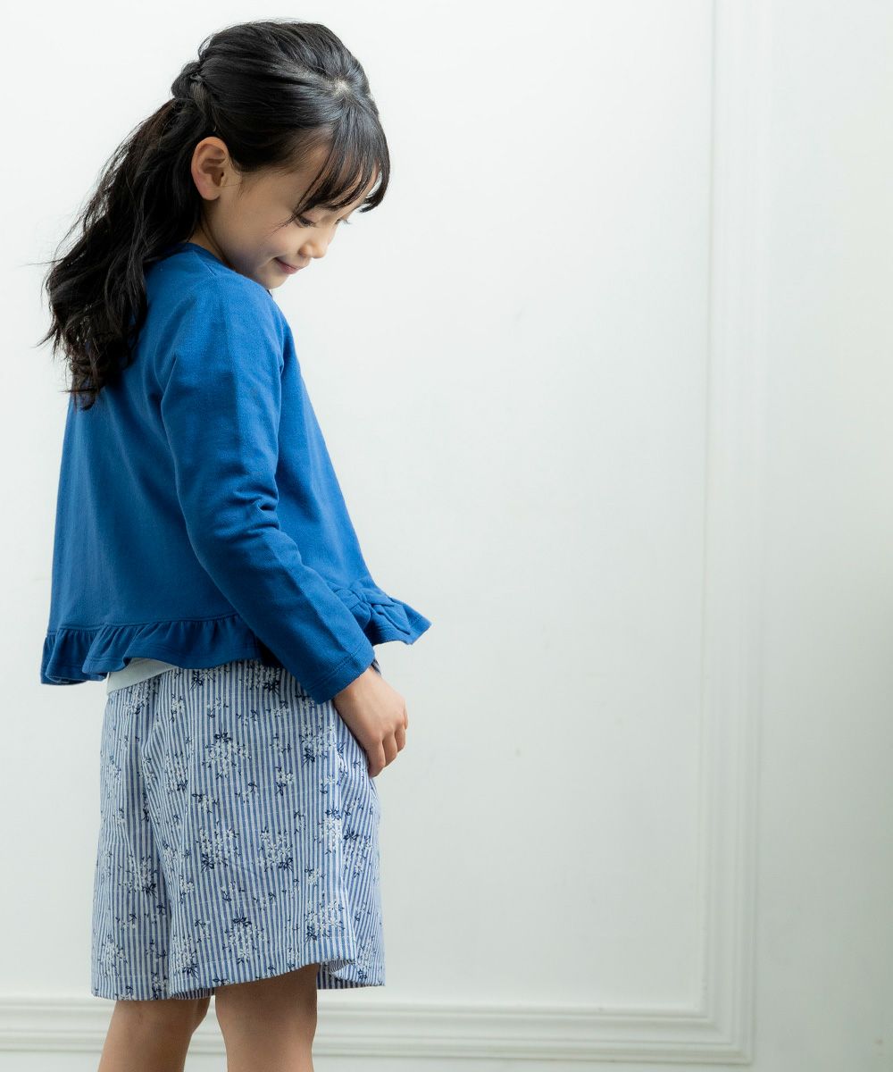 Children's clothing girl ribbon & frills mini french terry cardigan navy (06) model image 2