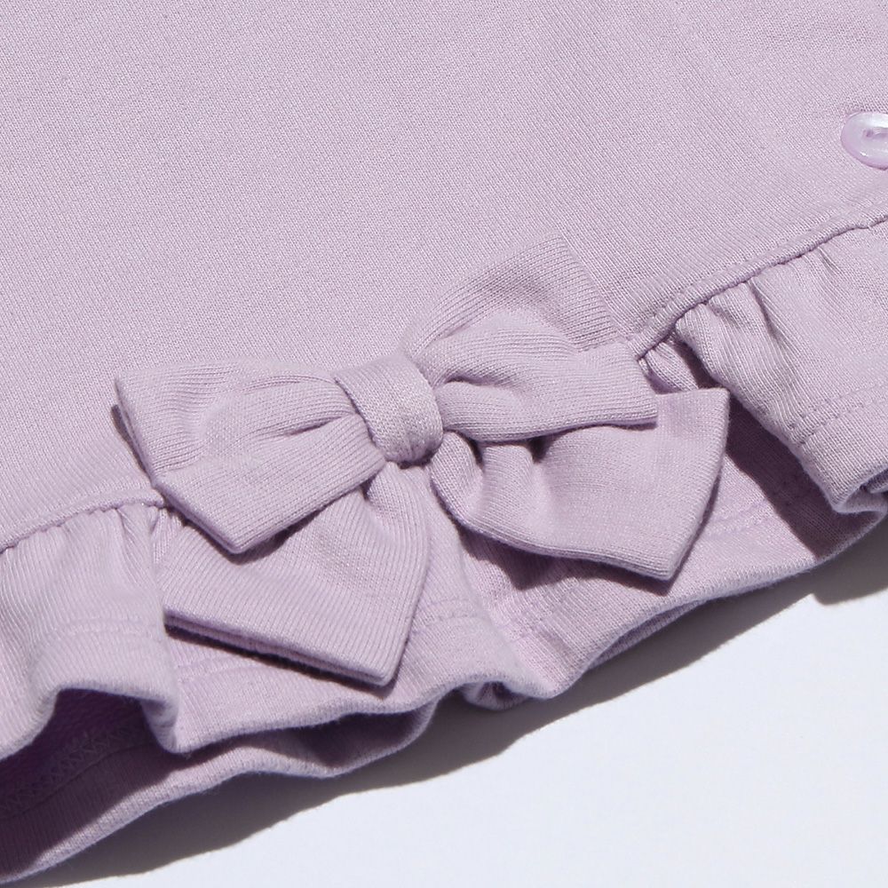 Children's clothing girl ribbon & frills mini french terry cardigan purple (91) Design point 1