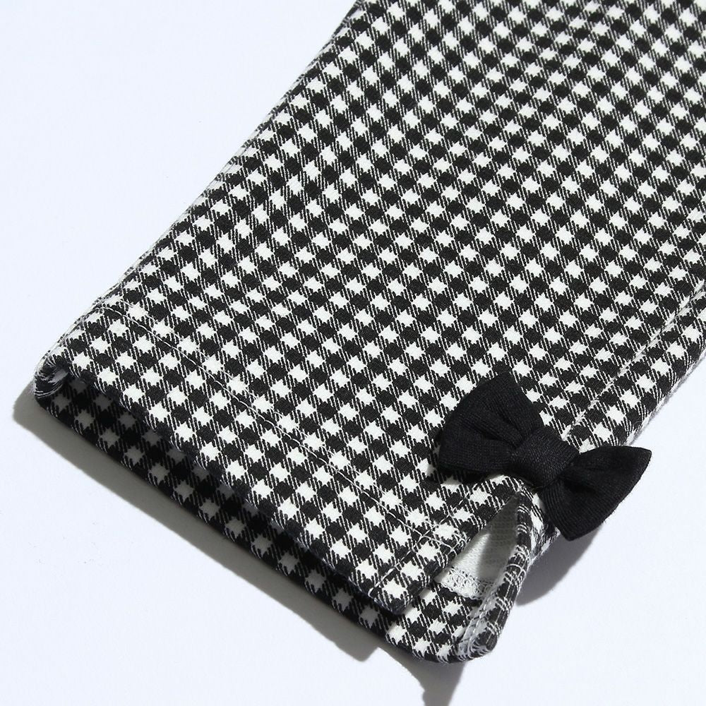 Gingham check pattern three-quarter length pants White/Black Design point 1