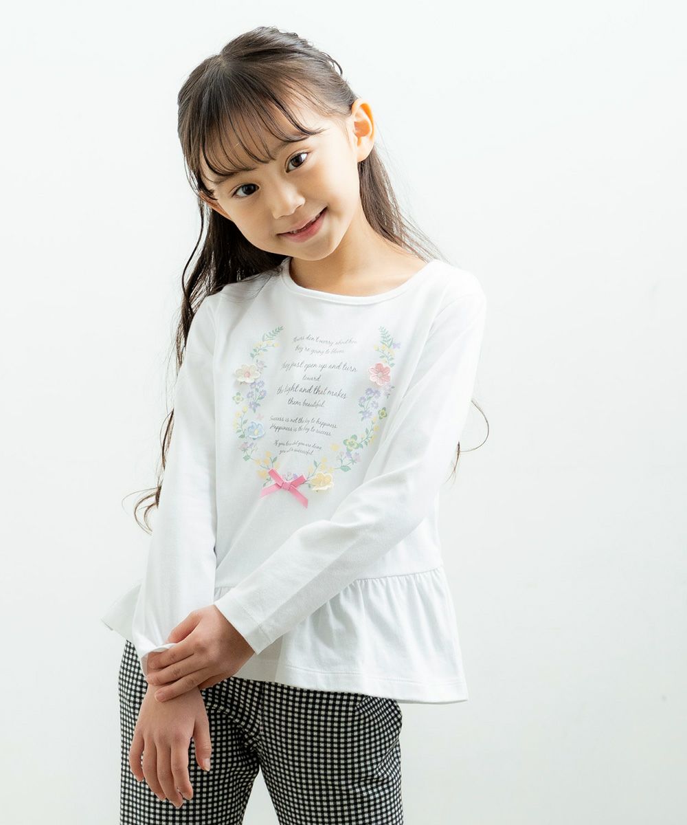 Children's clothing girl 100 % cotton logo & flower print T -shirt