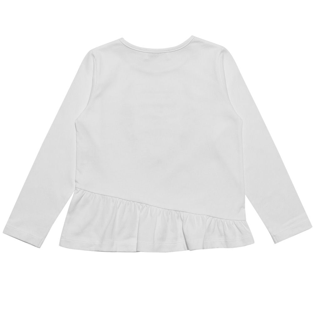 Children's clothing girl 100 % cotton logo & flower print T -shirt off -white (11) back