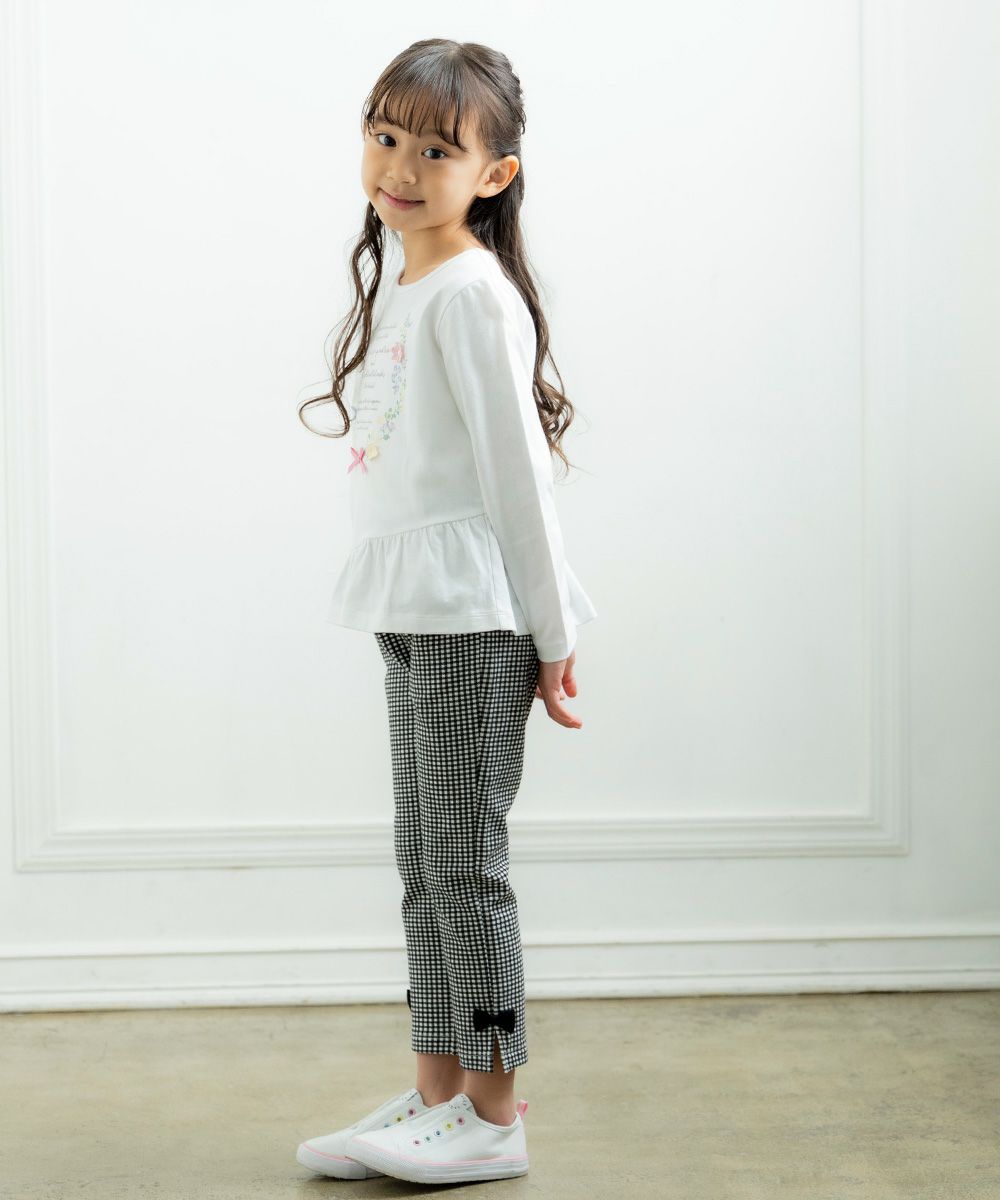 Children's clothing girl 100 % cotton logo & flower print T -shirt off -white (11) model image 2