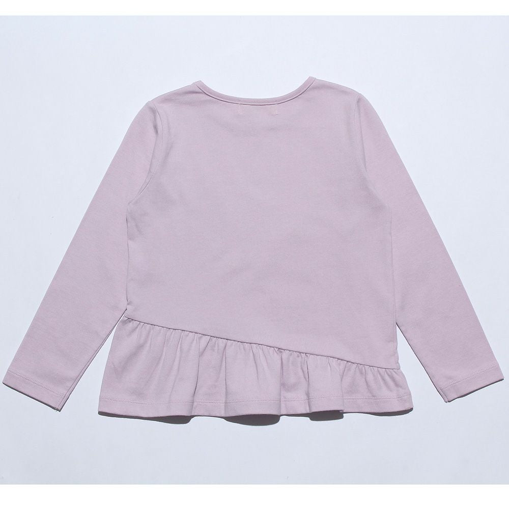 Children's clothing girl 100 % cotton logo & flower print T -shirt purple (91) back