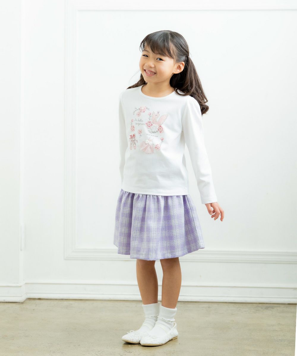 Children's clothing girl 100 % cotton Swan Swampling T -shirt off -white (11) Model image 2