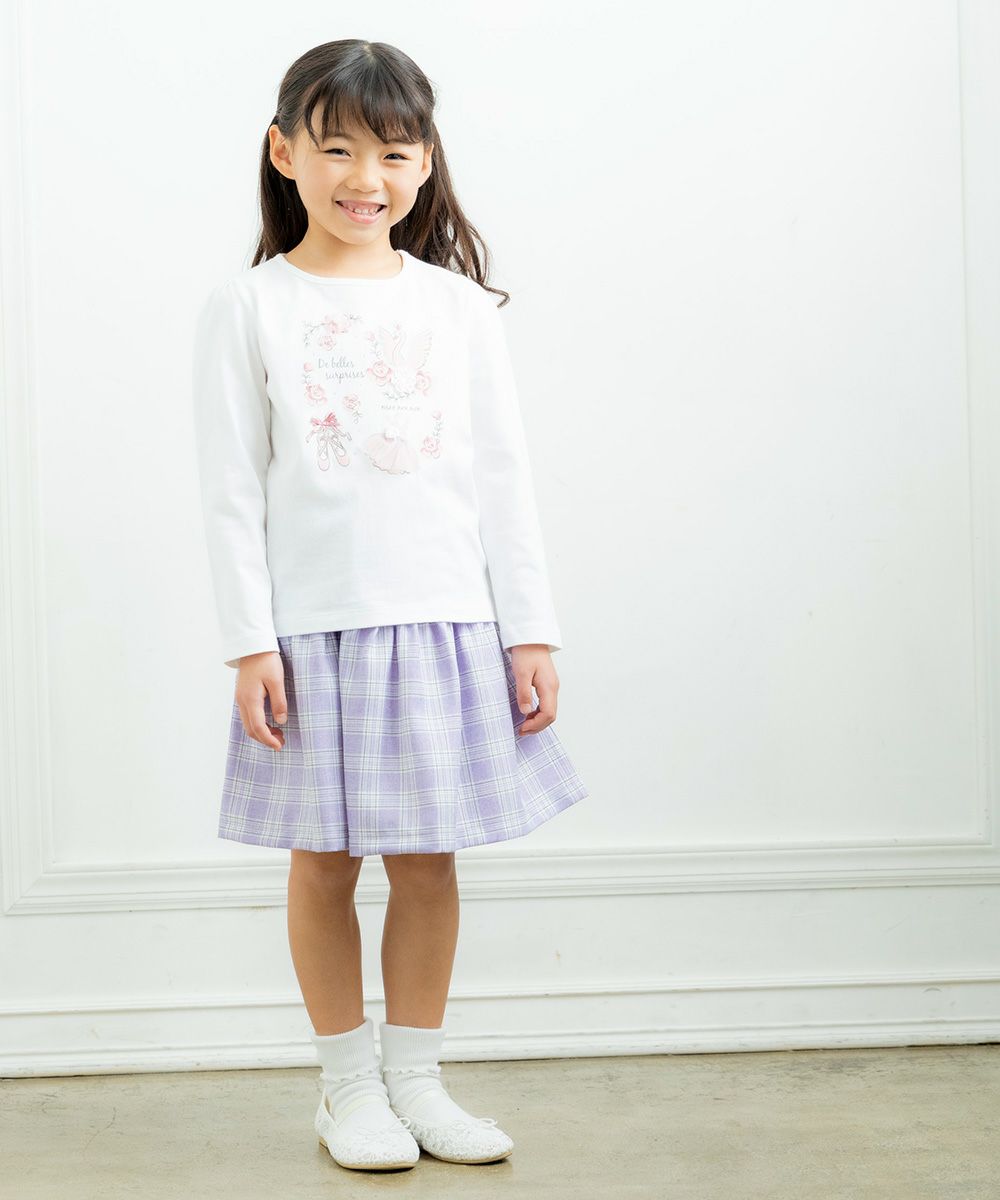 Children's clothing girl 100 % cotton Swan Swampling T -shirt off -white (11) Model image 4
