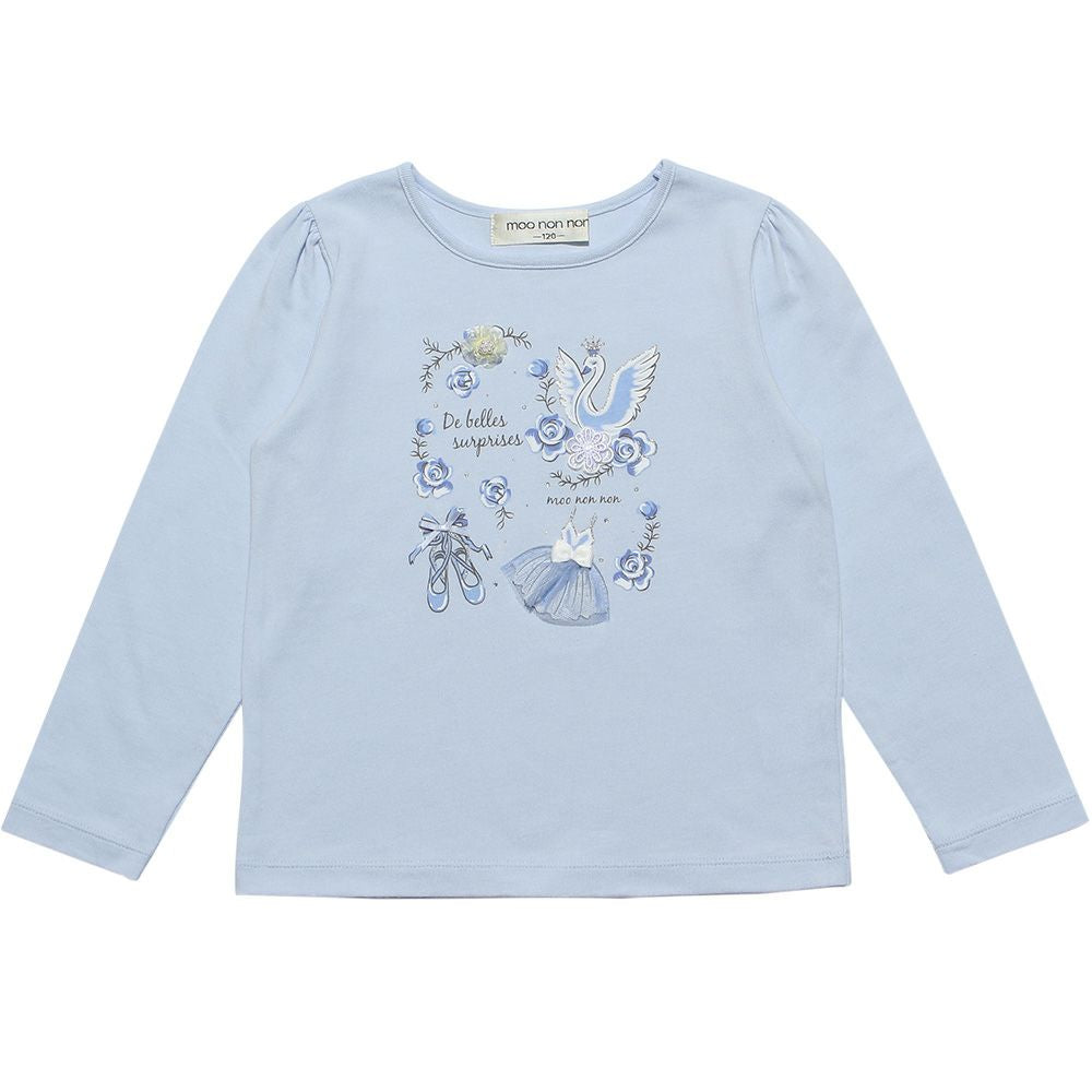 Children's clothing girl 100 % cotton Swan Swampling T -shirt Blue (61) front