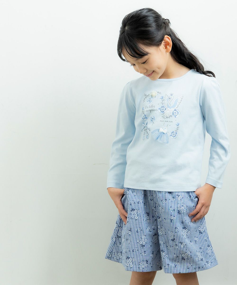Children's clothing girl 100 % cotton Swan Swampling T -shirt Blue (61) Model Image 1