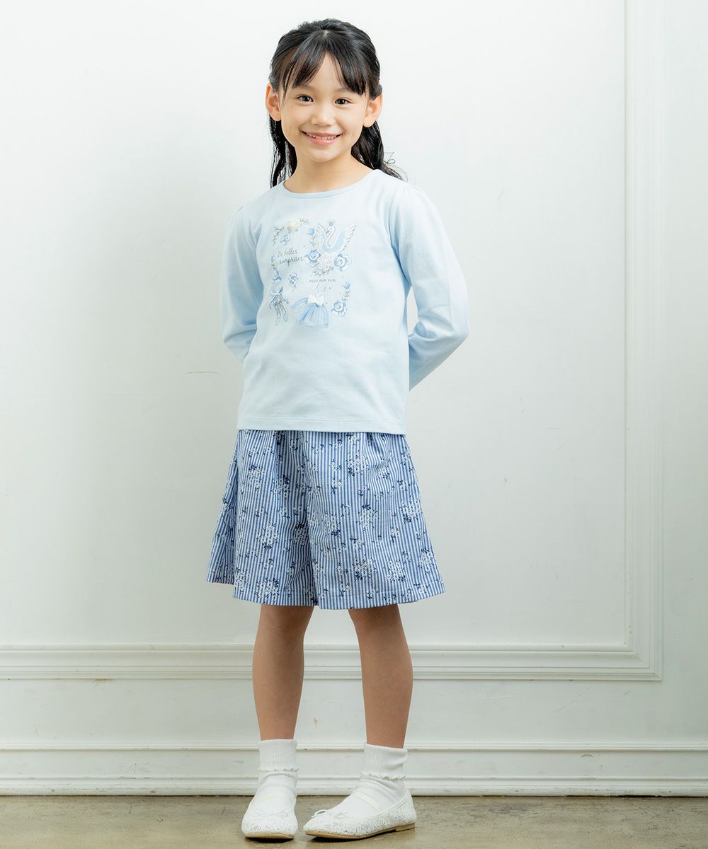 Children's clothing girl 100 % cotton Swan Swampling T -shirt Blue (61) Model Image 2
