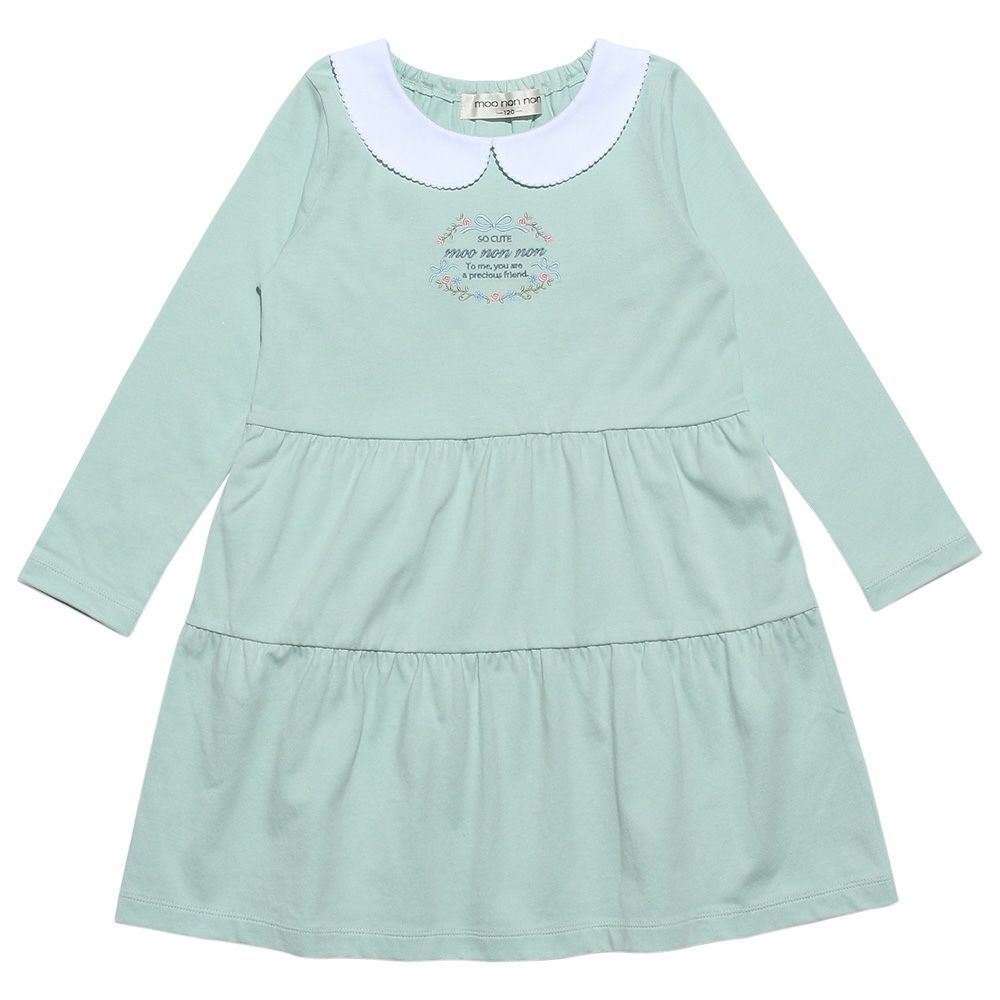 100 % cotton with collar dress Green front