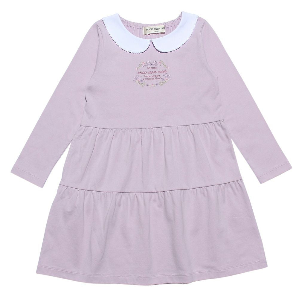 100 % cotton with collar dress Purple front