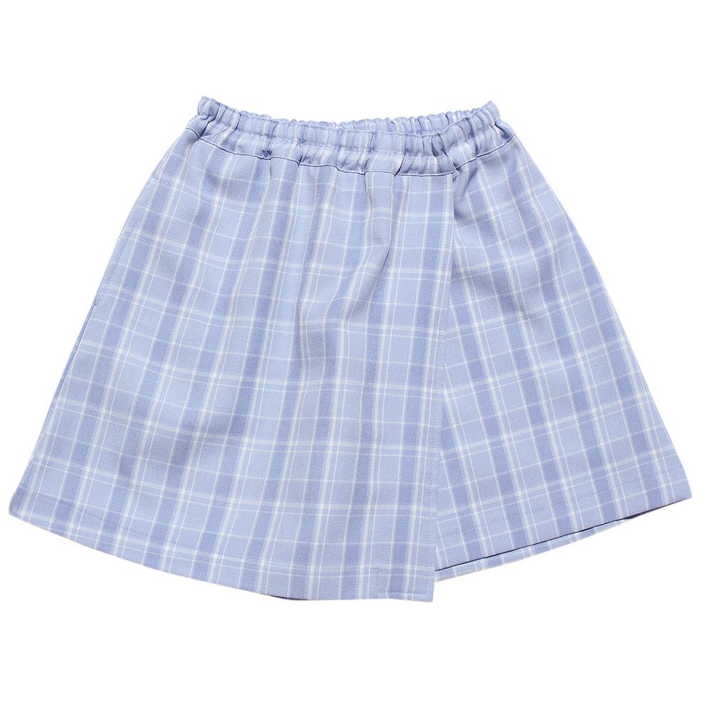 Check pattern skirt style culottes Blue front