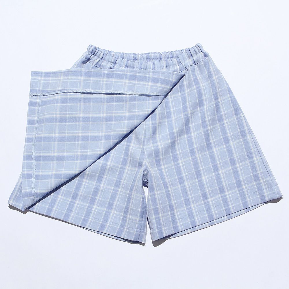 Check pattern skirt style culottes Blue Design point 1