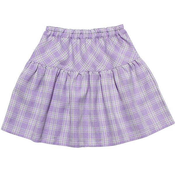 Check pattern gather skirt Purple front