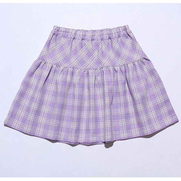 Check pattern gather skirt Purple back
