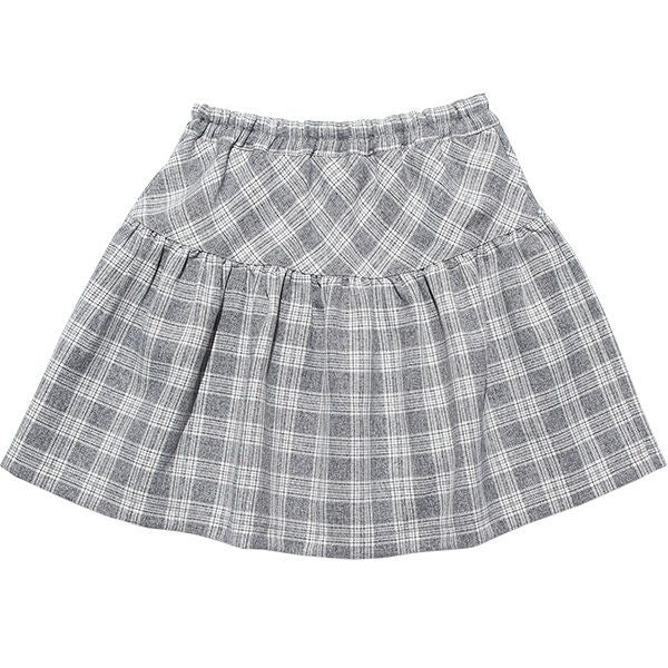 Check pattern gather skirt Misty Gray front