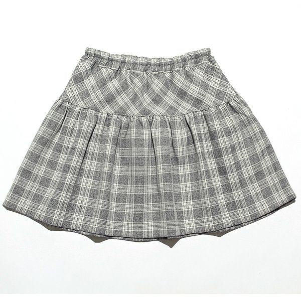 Check pattern gather skirt Misty Gray back