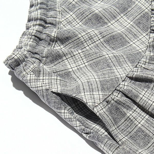 Check pattern gather skirt Misty Gray Design point 1