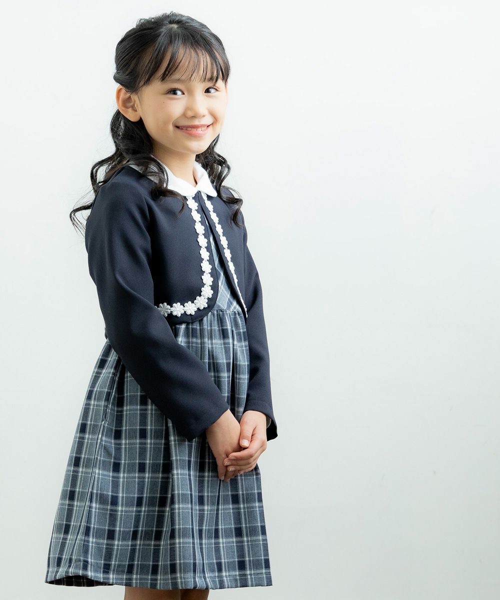 Children's clothing girl made in Japan Bolero Navy (06) Model image up