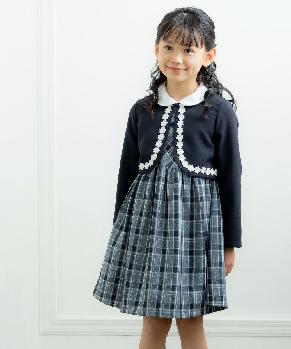 Children's clothing girls made in Japan Bolero Navy (06) Model Image 1