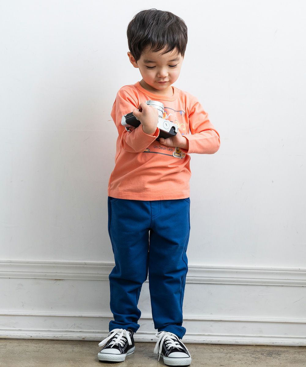 full length mini french terry long pants Navy model image up