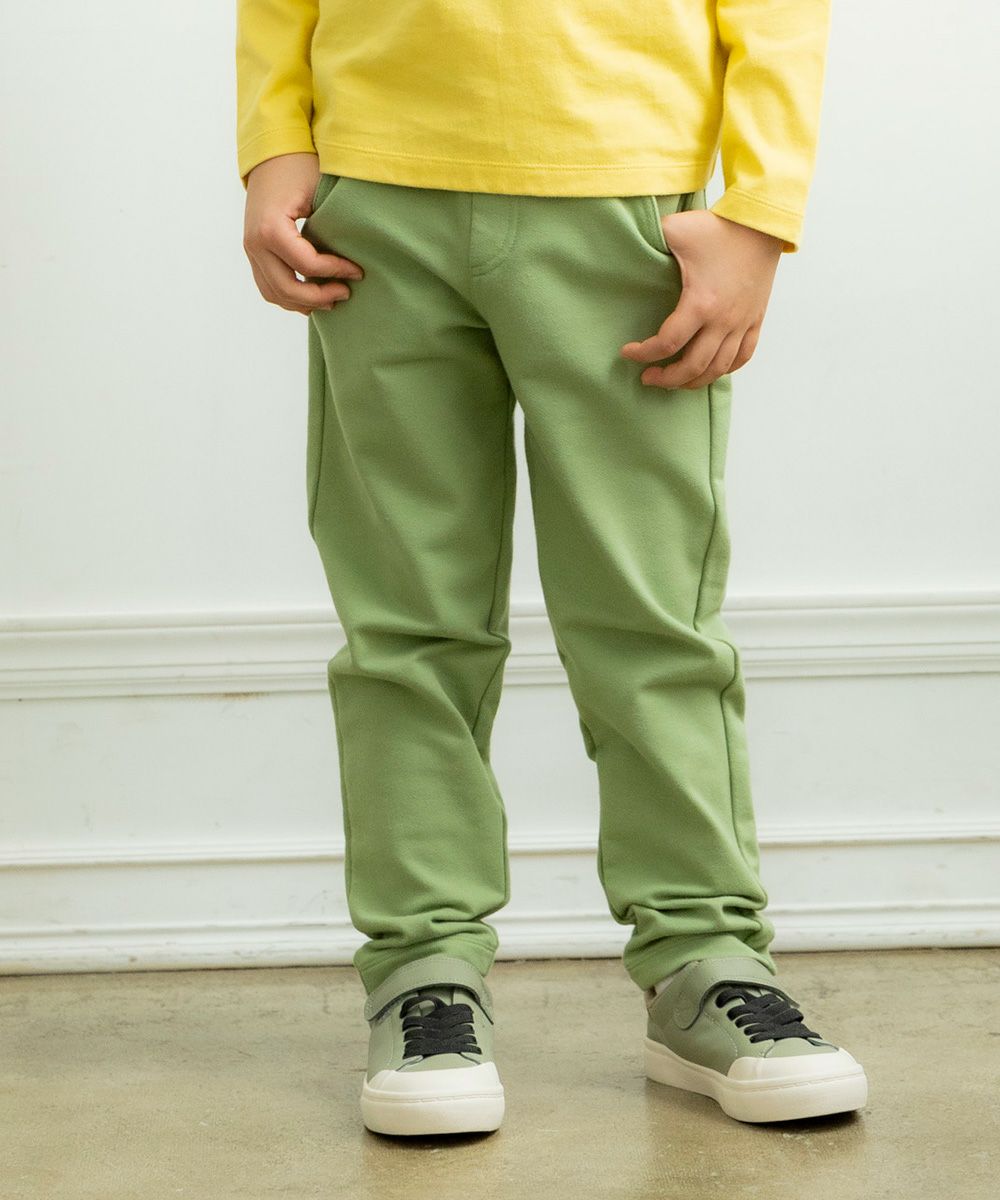 full length mini french terry long pants Khaki model image up