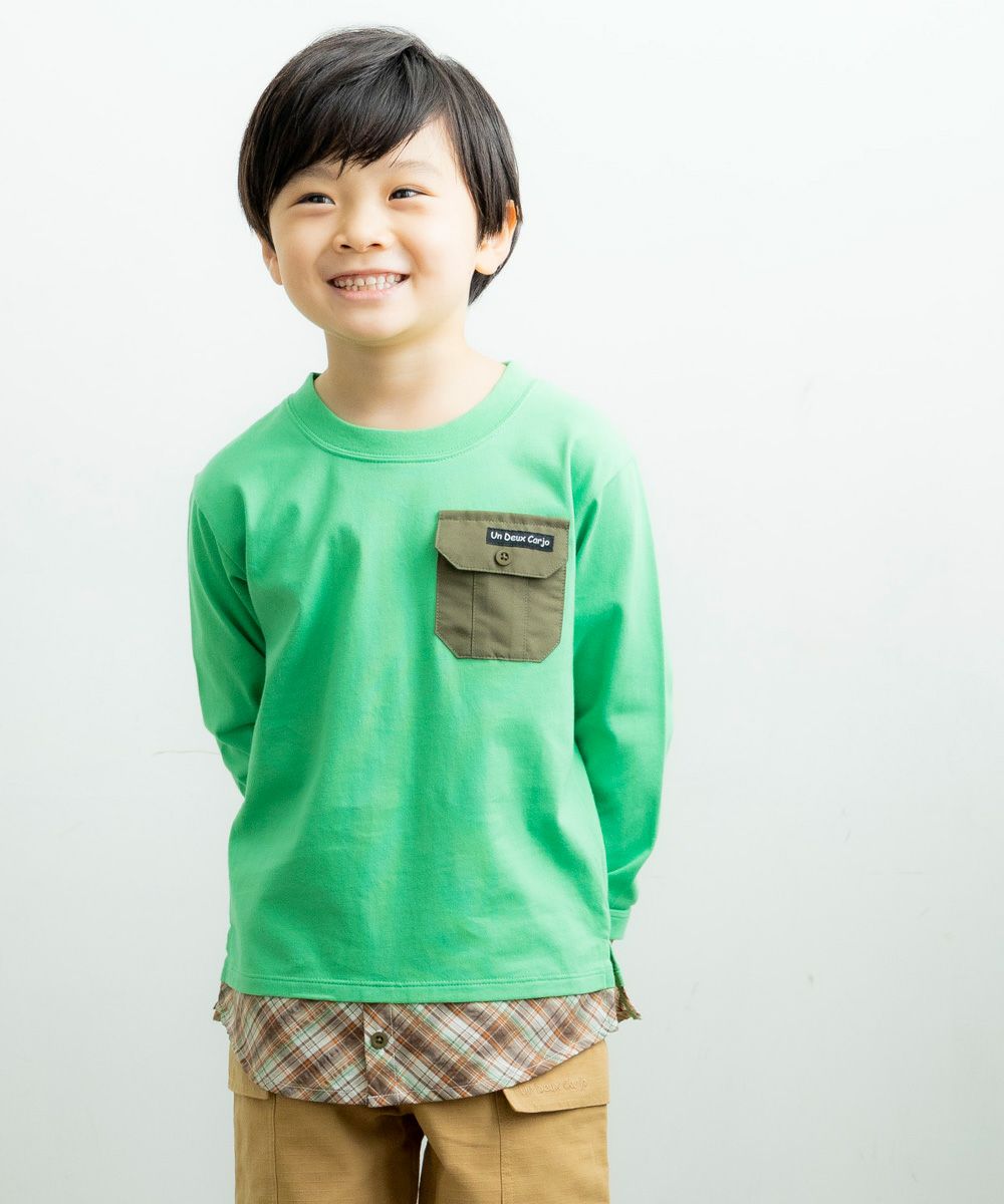 Children's clothing boys checked Pattern -style dressing style T -shirt