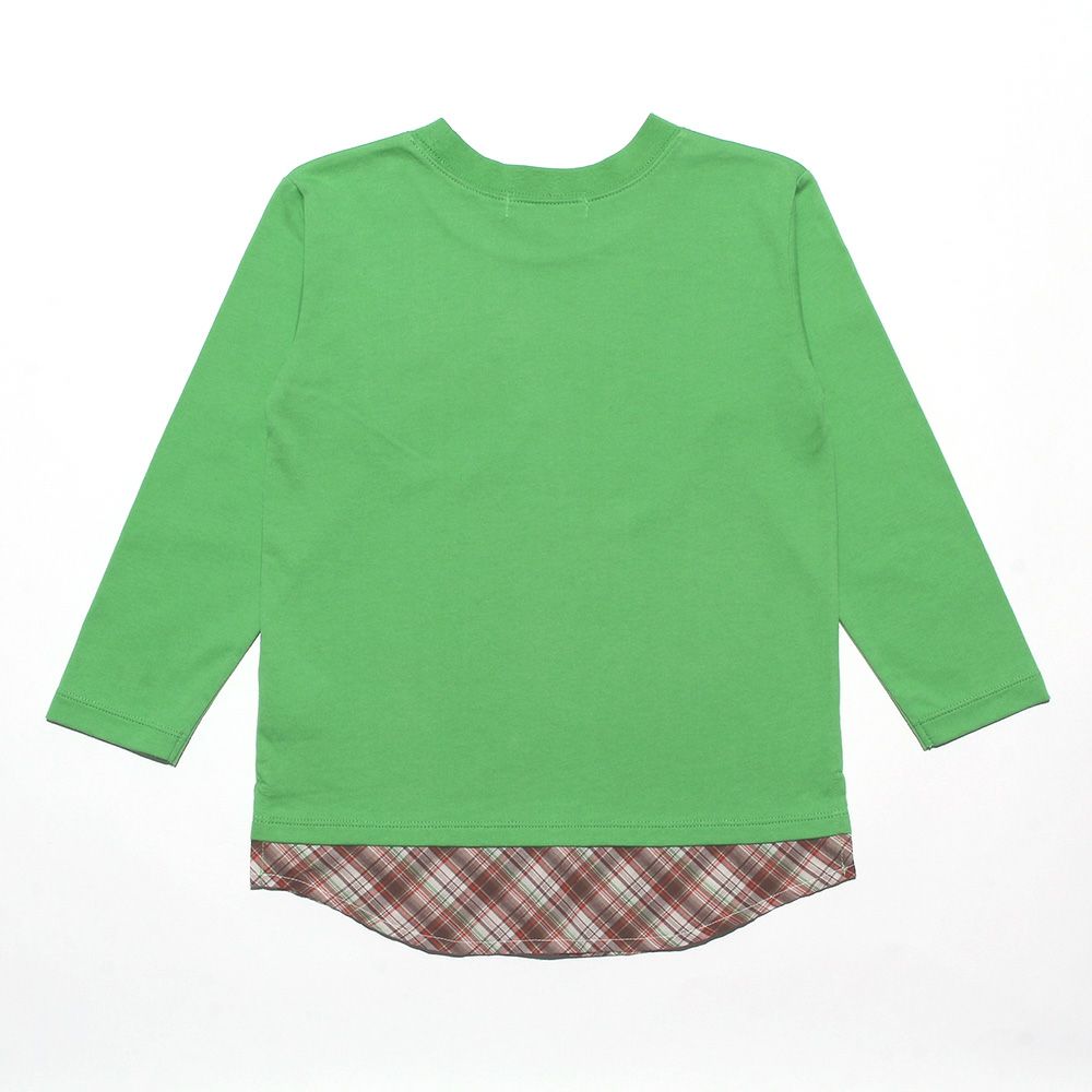 Children's clothing boys checked Pattern style dressing style T -shirt green (08) back