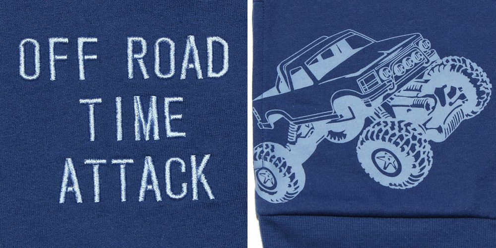 Vehicle print mini back jacket Navy Design point 1