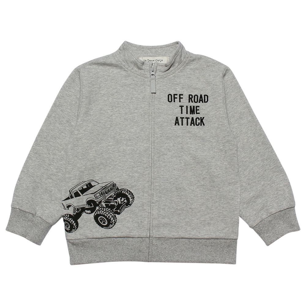 Vehicle print mini back jacket Misty Gray front