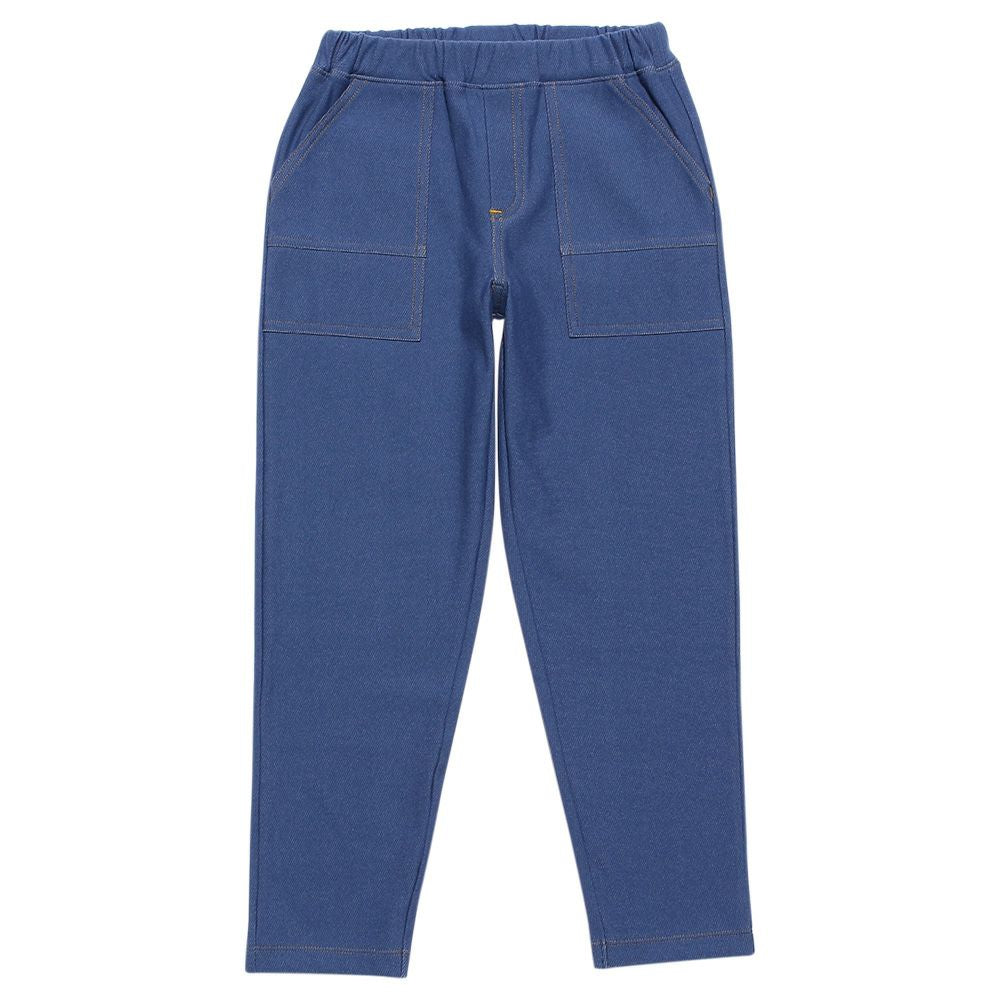 Denim knit stretch full length pants Blue front