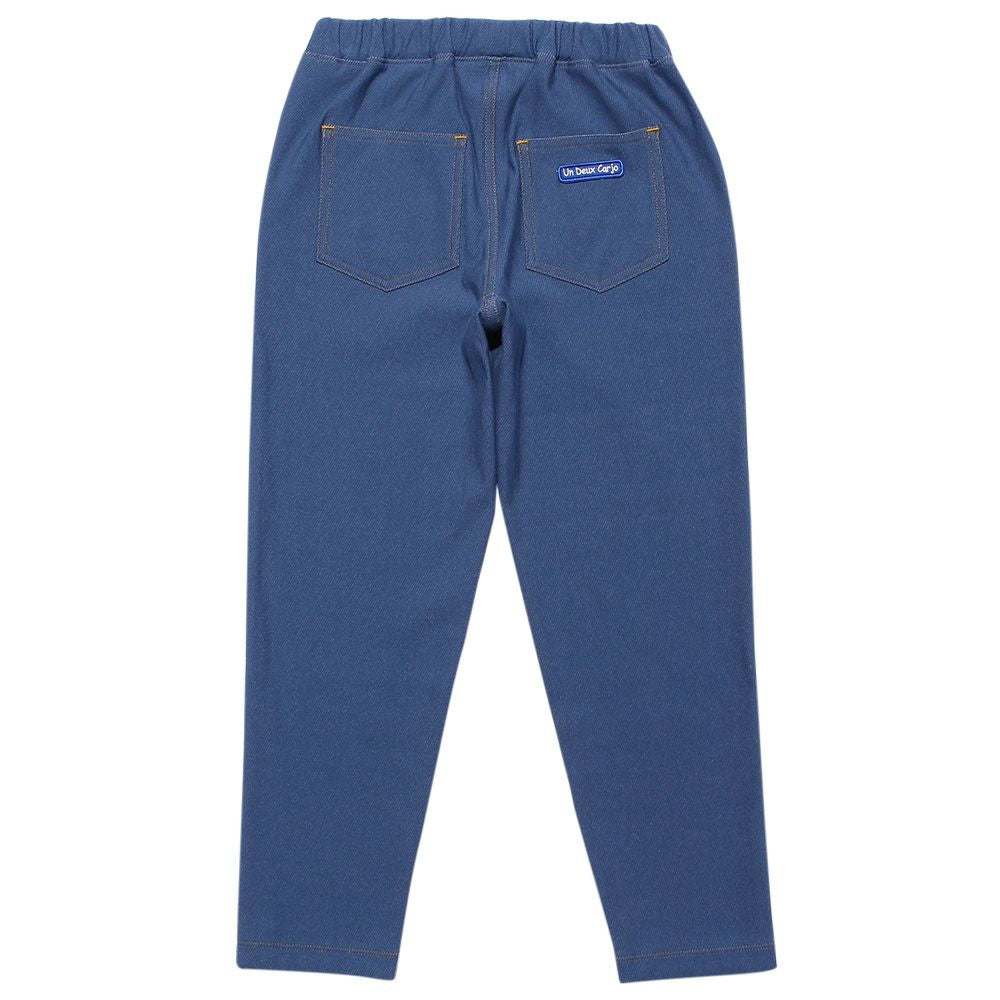 Denim knit stretch full length pants Blue back
