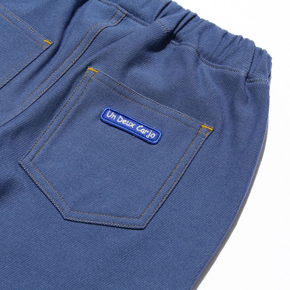 Denim knit stretch full length pants Blue Design point 1