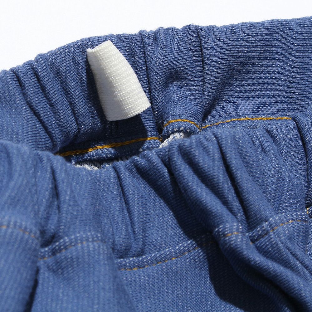 Denim knit stretch full length pants Blue Design point 2