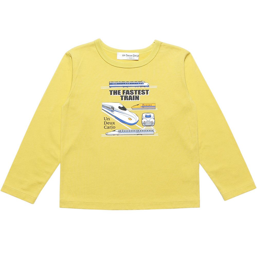 100 % cotton vehicle series train print T -shirt Yellow front