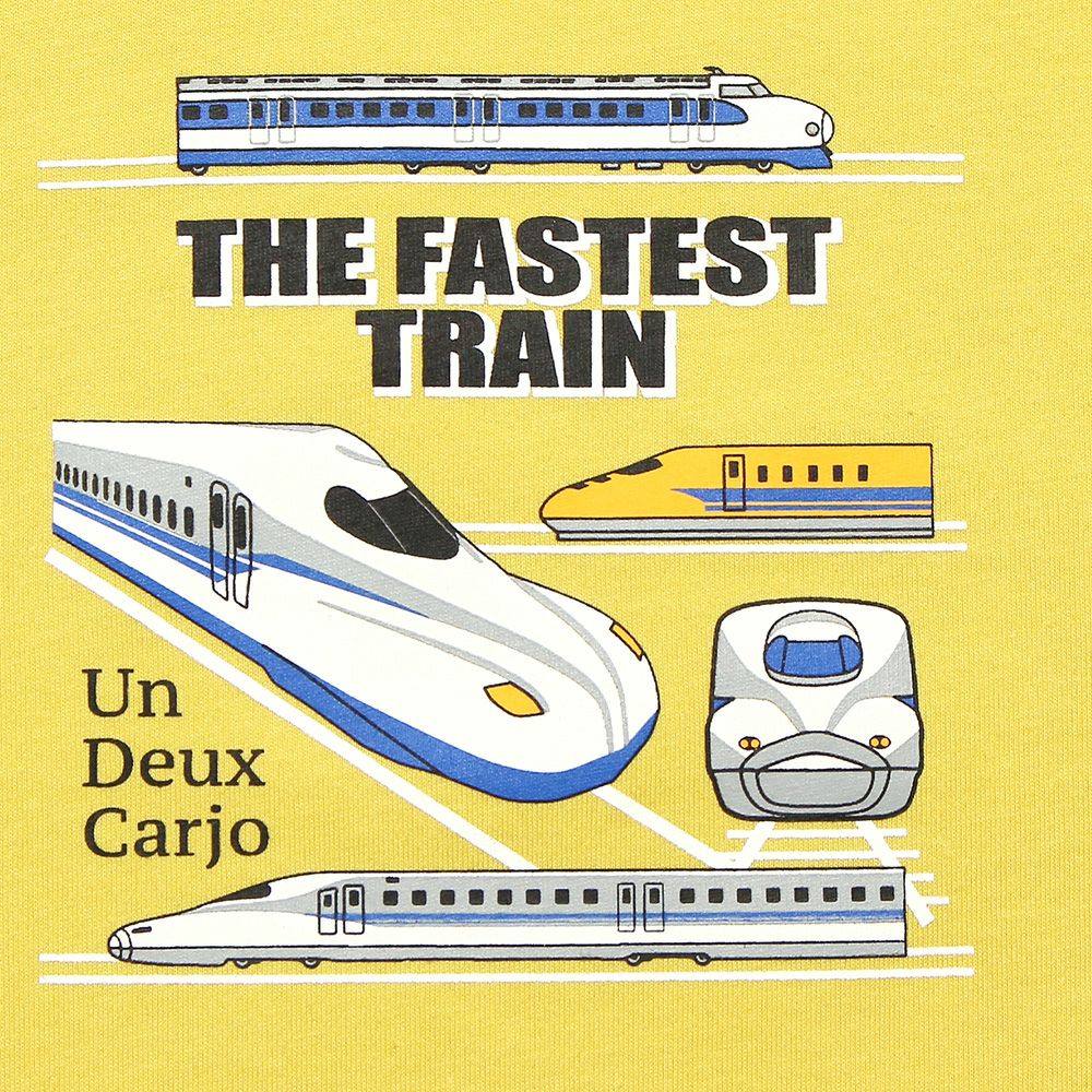 100 % cotton vehicle series train print T -shirt Yellow Design point 1