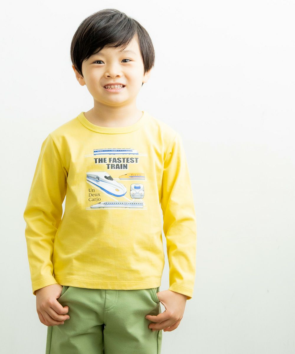 100 % cotton vehicle series train print T -shirt Yellow model image 1