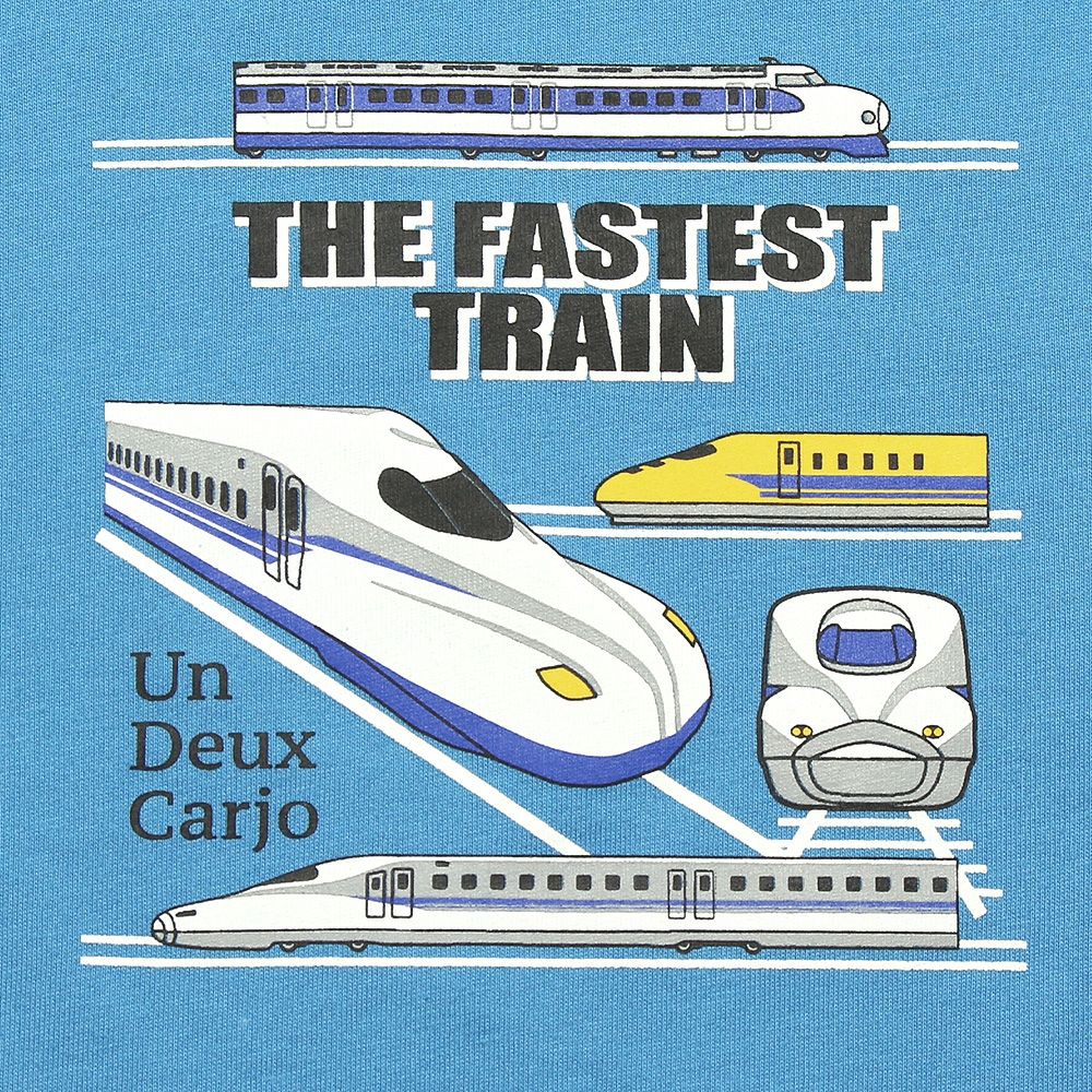 100 % cotton vehicle series train print T -shirt Blue Design point 1