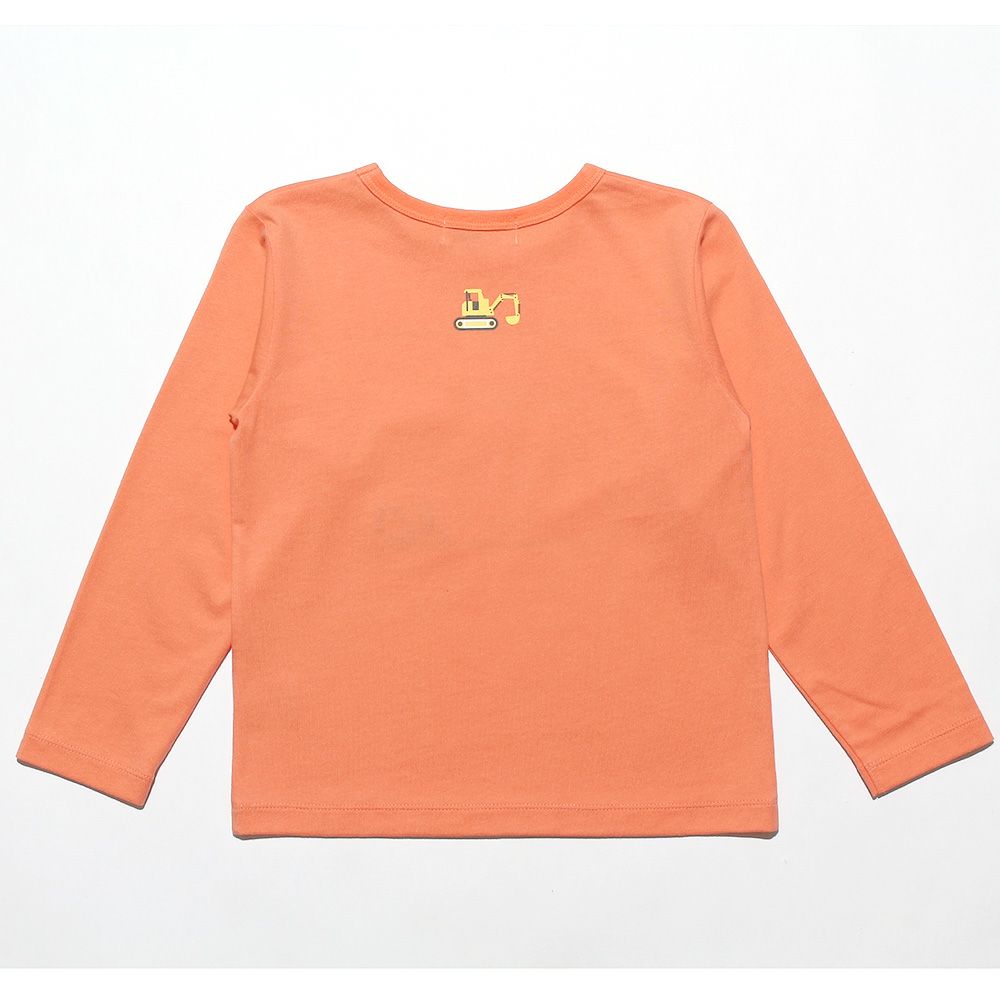Shovel car embroidery & print T -shirt Orange back