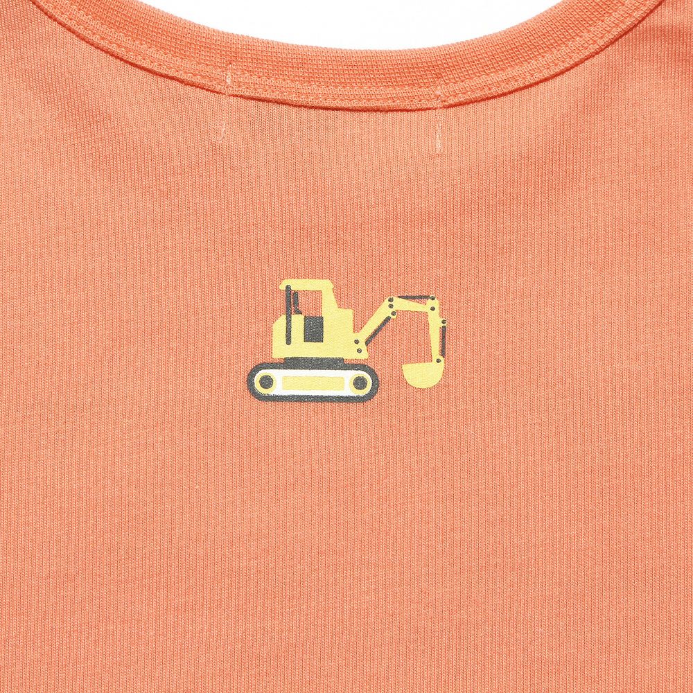 Shovel car embroidery & print T -shirt Orange Design point 2