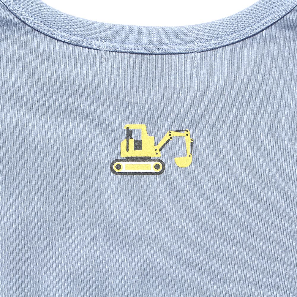 Shovel car embroidery & print T -shirt Blue Design point 2
