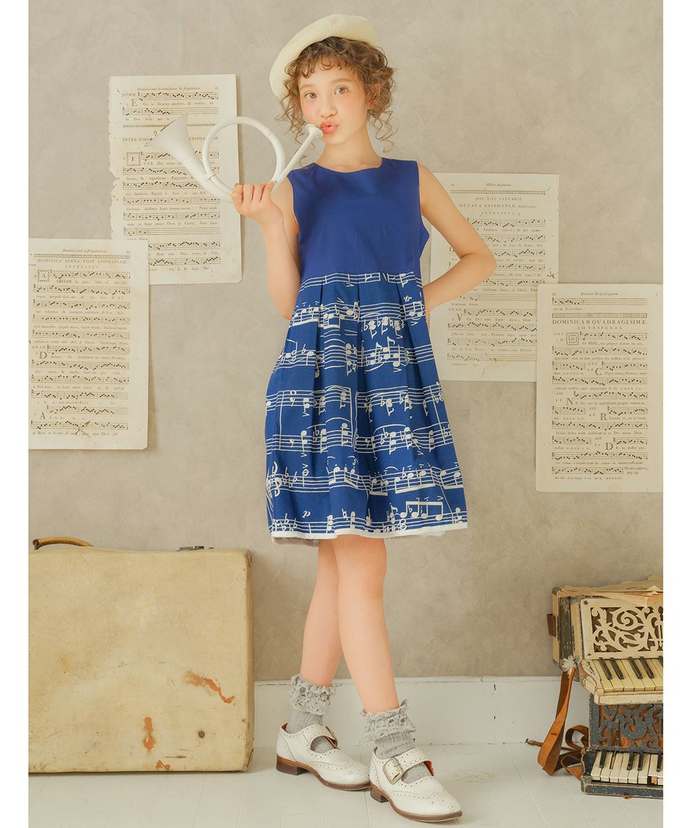 Japanese note dress dress Blue model image 1