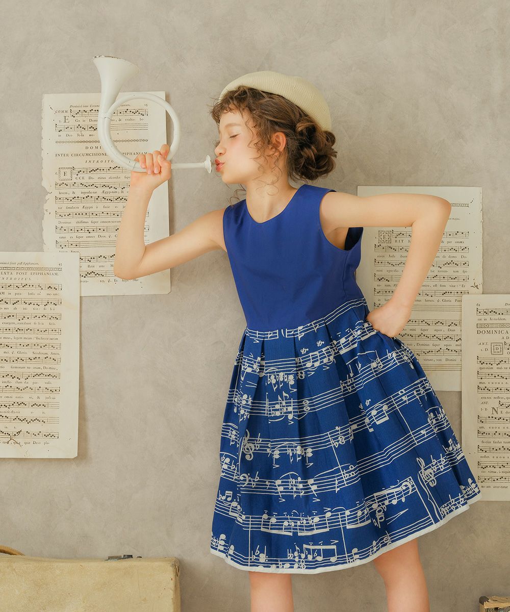Japanese note dress dress Blue model image 2
