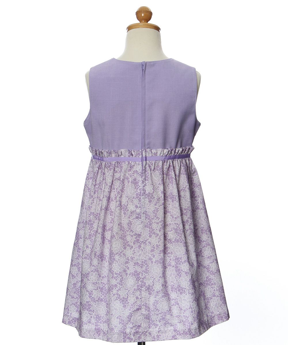 Made in Japan Floral pattern dress with ribbon Purple torso