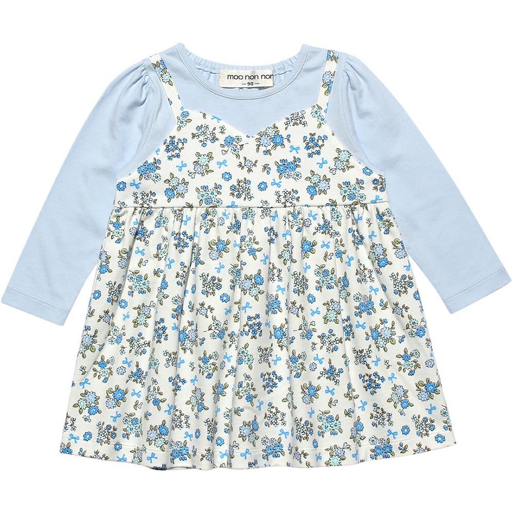 Baby Clothing Girl Baby Size Flowers Packed Wind Docking One Piece Blue (61) Front