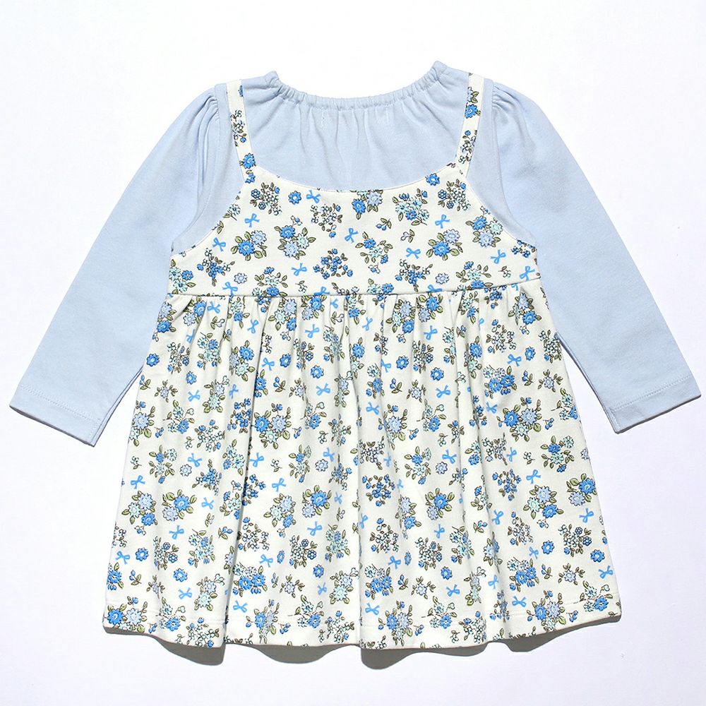Baby Clothing Girl Baby Size Floral Purchase Docking Docking One Piece Blue (61) Back