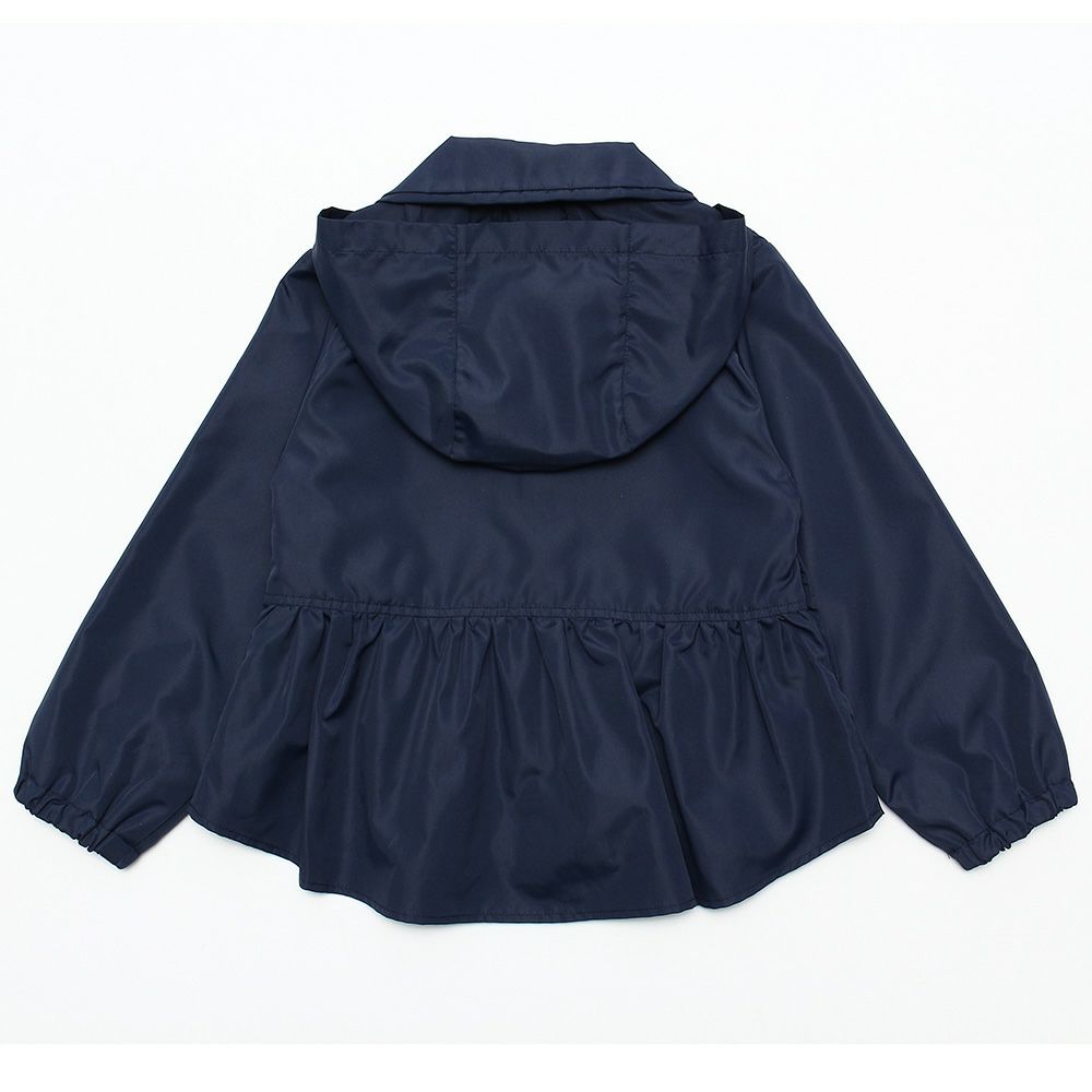 Food storage with ribbon frills round collar zip -up hoodie Navy back