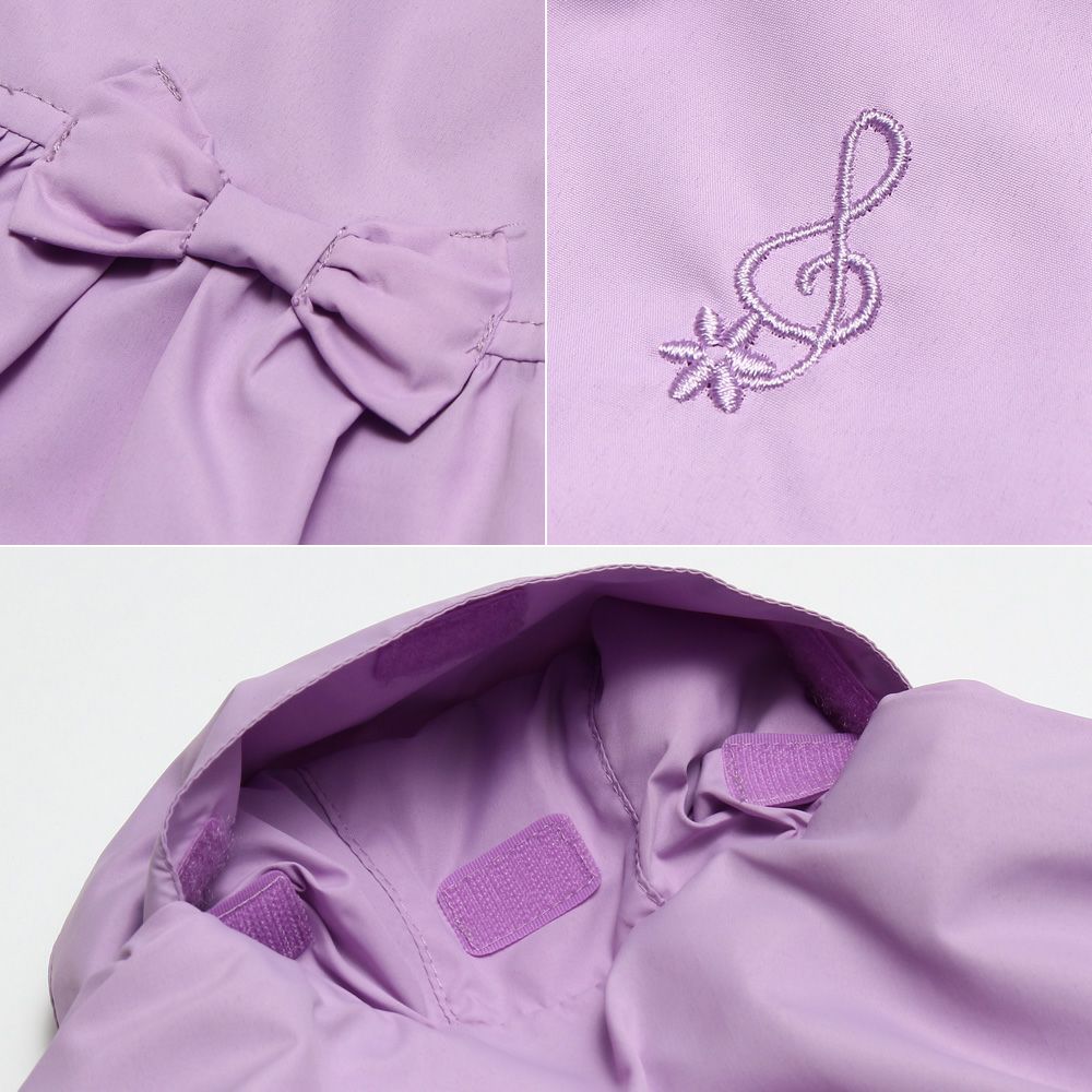 Food storage with ribbon frills round collar zip -up hoodie Purple Design point 1