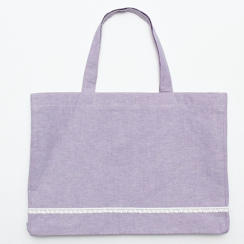 Flower embroidery training tote bag Purple back