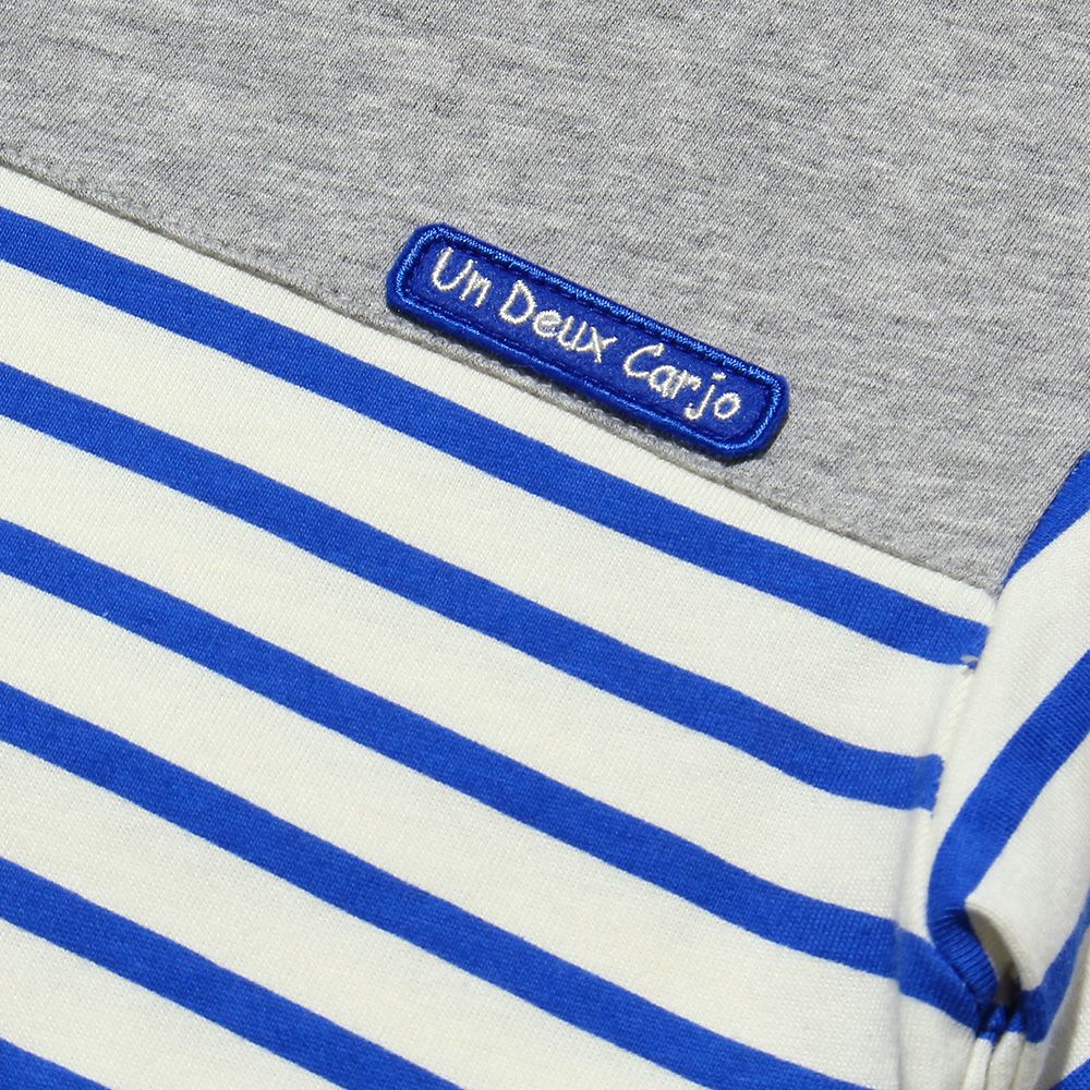 100 % cotton border pattern T -shirt Blue Design point 1