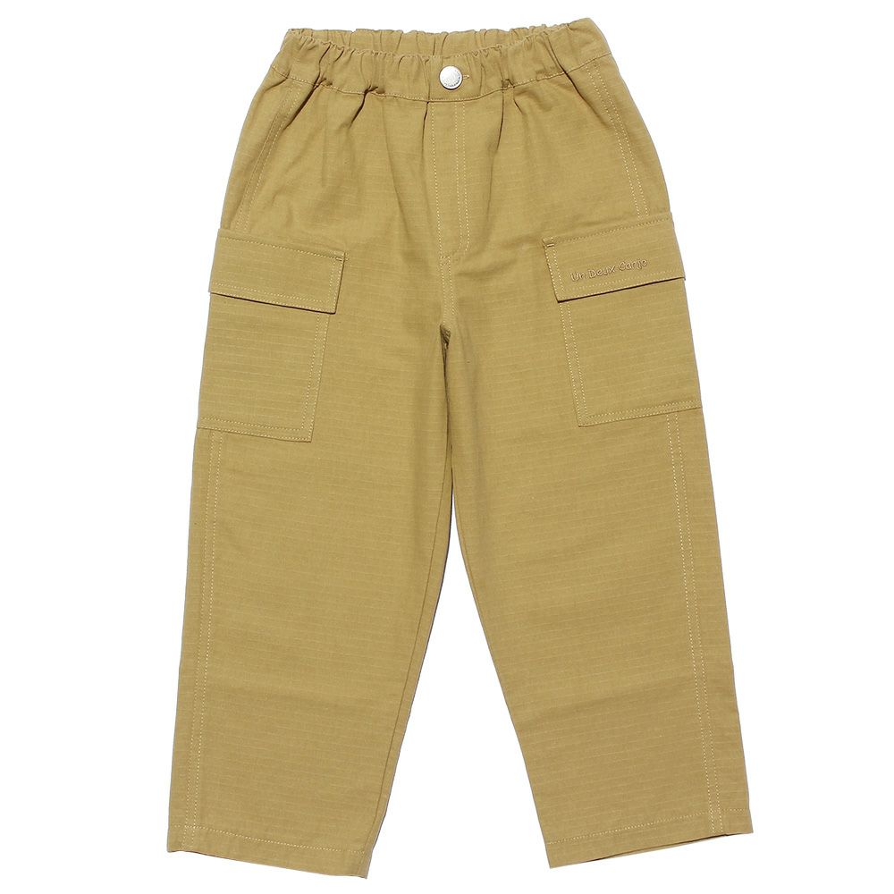 100 % cotton three-quarter length cargo pants Beige front